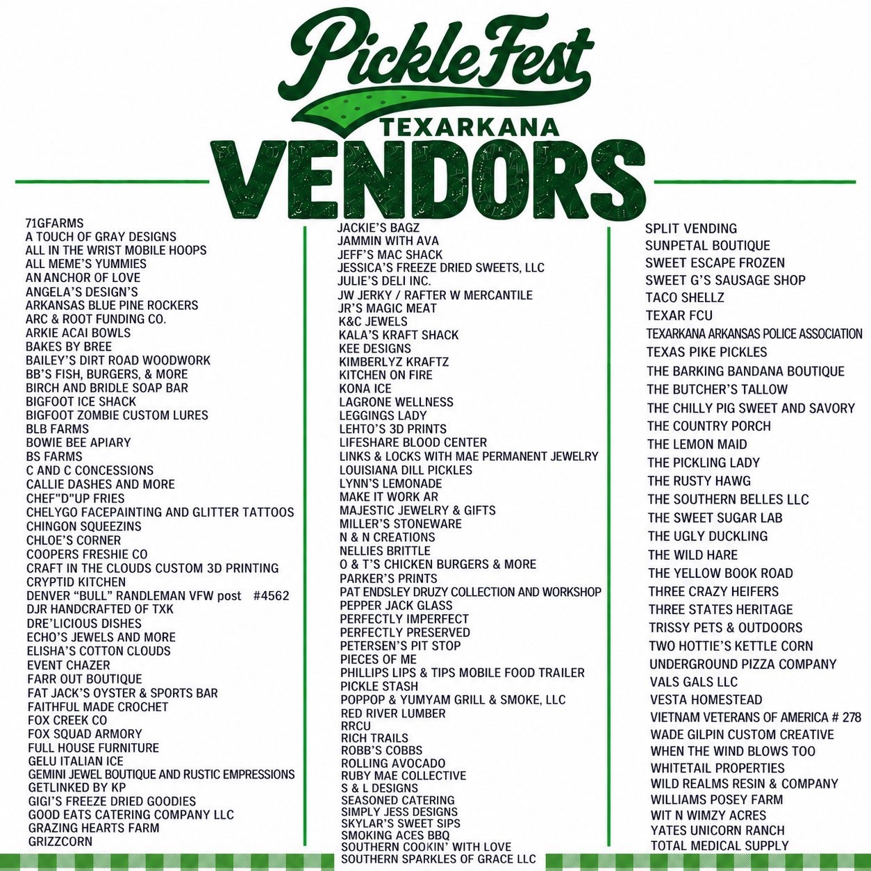 Pickle Fest Texarkana vendor map